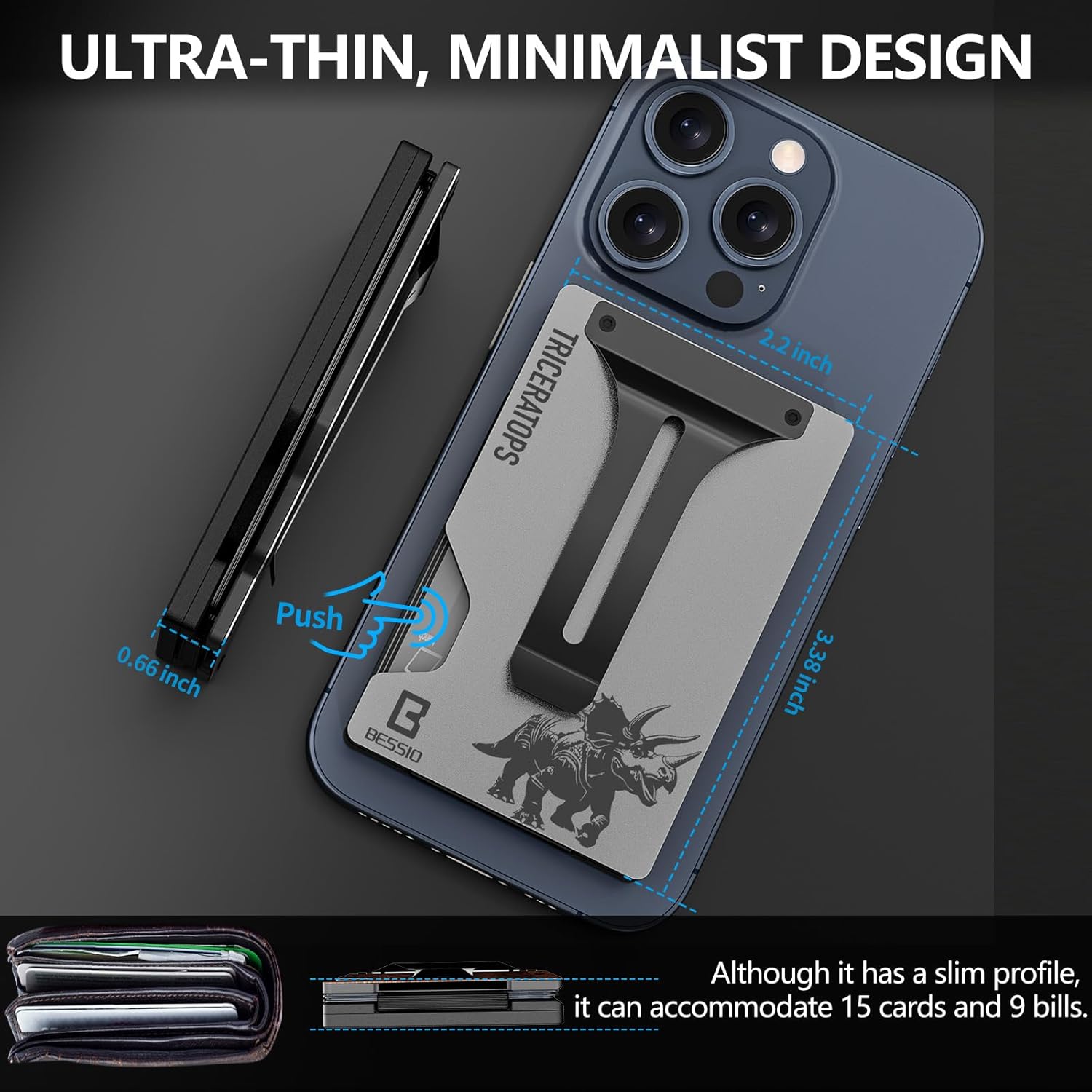 Magnetic Phone Wallet Compatible with Apple MagSafe - Metal Card Holder with AirTag Holder, RFID Blocking & Money Clip Mag Safe Wallet for iPhone 17 16 15 14 13 12 Pro Max/Pro/Plus/Mini, Red - Image 5