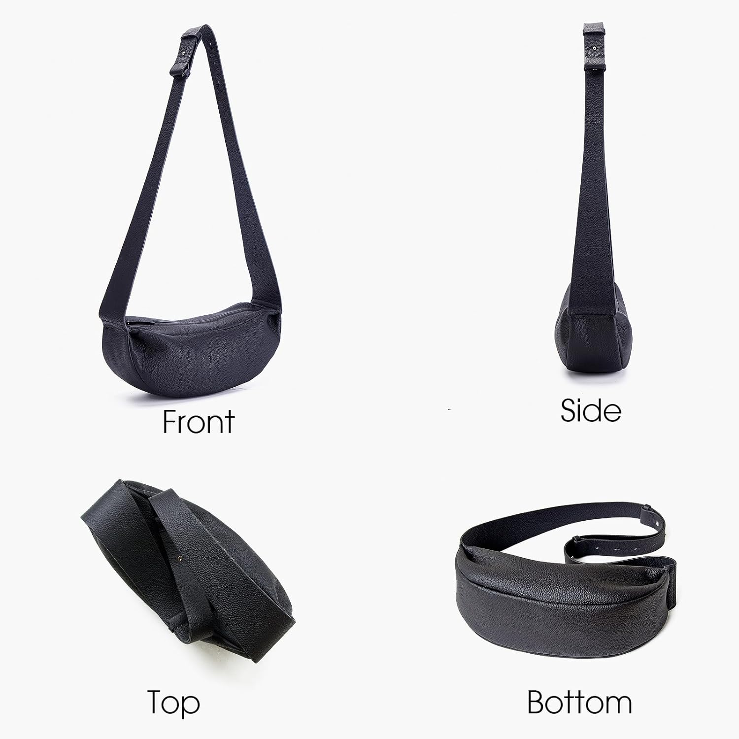 Genuine Leather Sling Bags Crossbody Women, Minimalist Style Casual Chest Bags with Wide Strap - Image 4