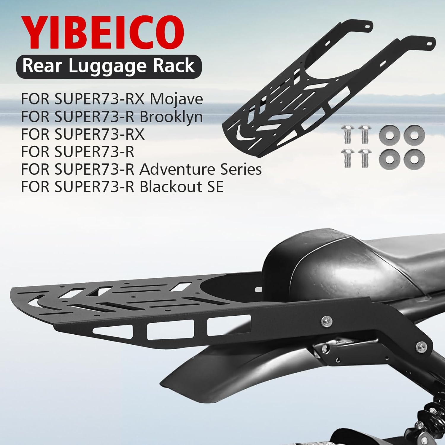 Rear Luggage Rack for Super 73 RX/R Adventure Series/R Brooklyn/R/R Blackout SE, High Toughness Rear Luggage Carrier, Steel Tailstock Bracket Accessories for Super 73 R Series