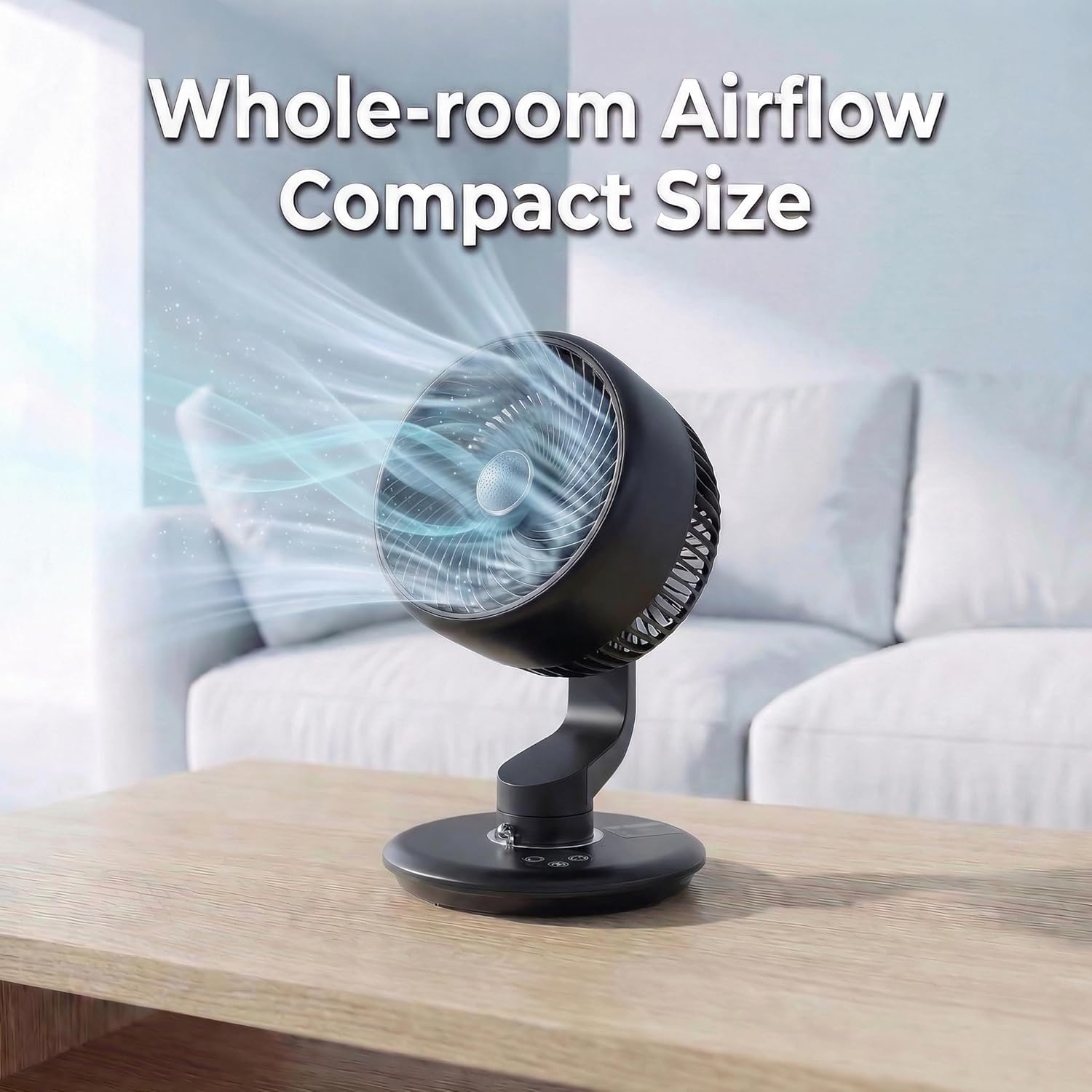2PCS GAIITIR Air Circulator Fan for Bedroom, Portable Desk Fan w. 7800mAh Rechargeable Battery, 12H Runtime, 5 Speed, 9H Timer, Wall-Mounted Fans with Vacuum Suction Cup, USB Oscillating Fan