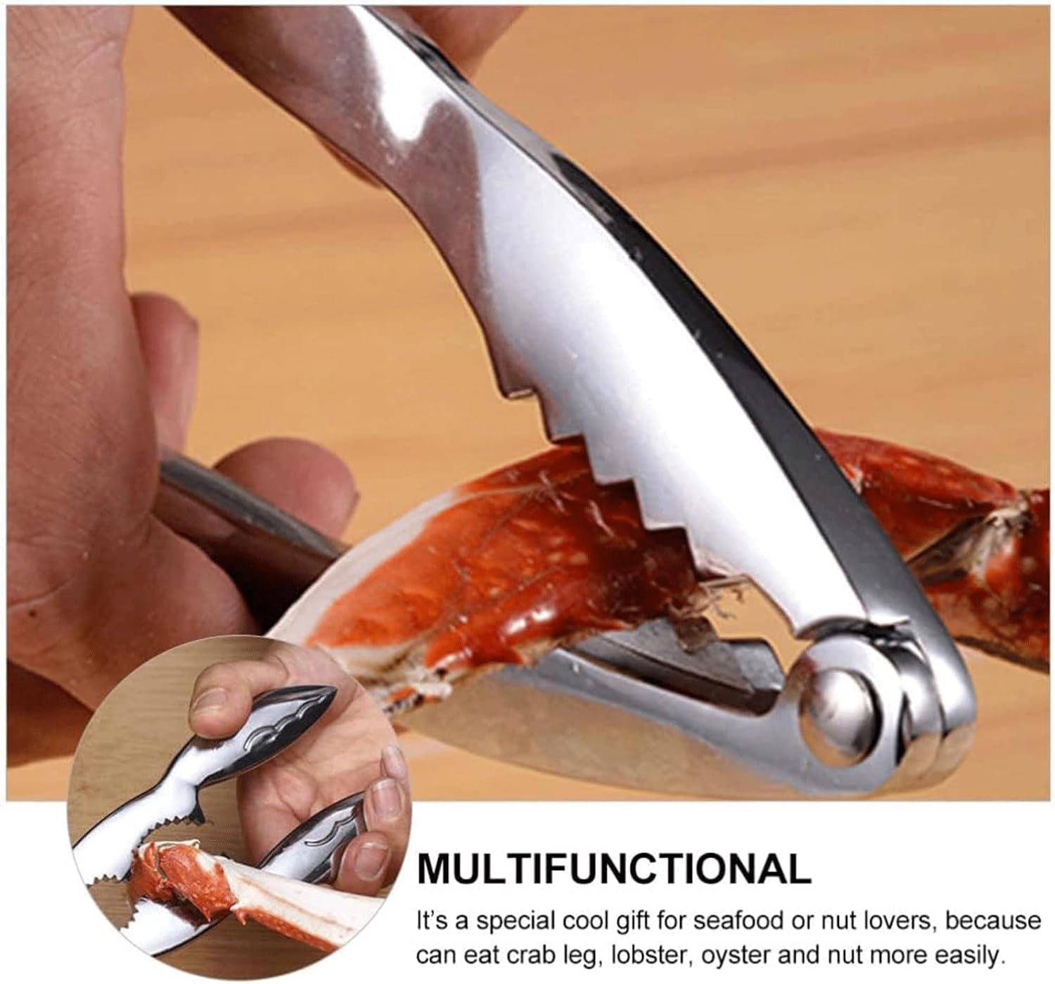 KRILLIQ Nutcracker Food Grade Metal Lobster or Crab Cracker Nut Cracker Tool Walnuts Plier for Walnuts Chestnuts Pecans Hazelnuts Almonds for Nut Shelling