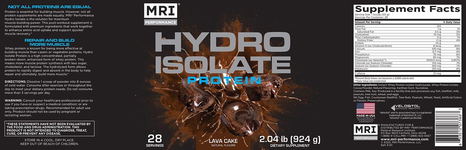 MRI PERFORMANCE Hydrolyzed Whey Protein Isolate Powder with VELOSITOL, 100% Hydrolyzed Whey Protein Isolate Powder