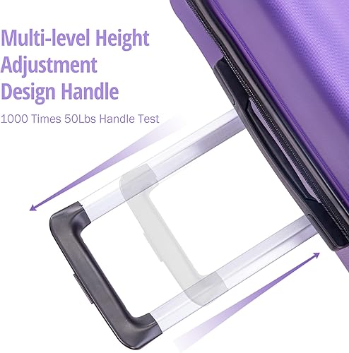 Miniatura 6 de Merax Juegos de 3 piezas expandibles con cerradura TSA equipaje rígido ligero con ruedas giratorias Morado 2 Piezas 2028 talla única Juego de