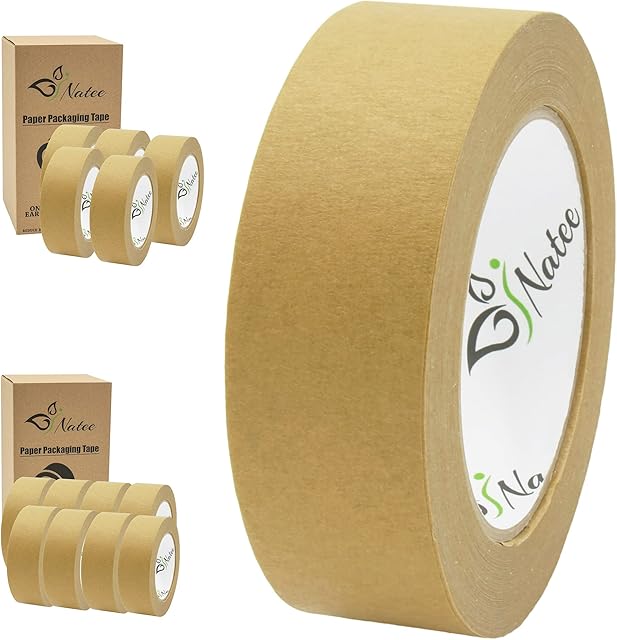 NATEE® Kraft Paper Packaging Tape | Fully Recyclable Sticky Tapes | Strong Eco-Friendly Kraft Paper for Packing Parcels and Boxes | Brown Paper Packaging for Moving House | 36mm x 50 Metres Pack of 1