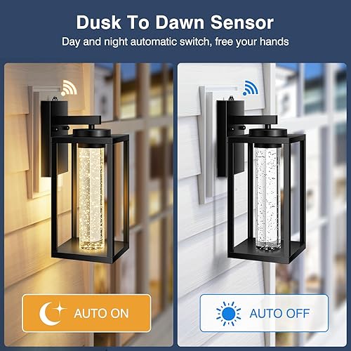 Miniatura 10 de VIANIS Paquete de 2 luces de pared para exteriores, lámparas LED de anochecer a amanecer para casa, aplique exterior moderno de bronce aceitado,