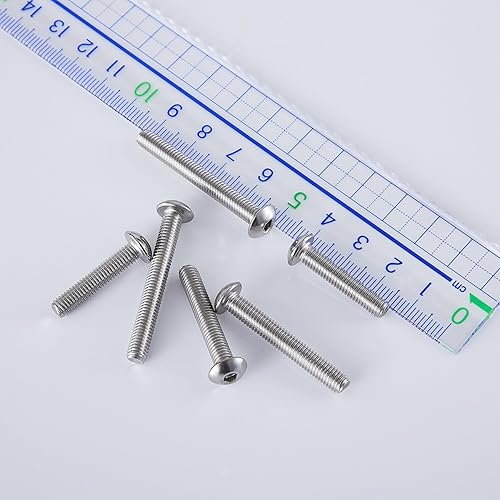 Miniatura 6 de Tornillos de cabeza de botón M6-0.039 x 2.362 in, acero inoxidable 304 18-8, accionamiento de enchufe Allen, Roscas de máquina completa, Cantidad 10