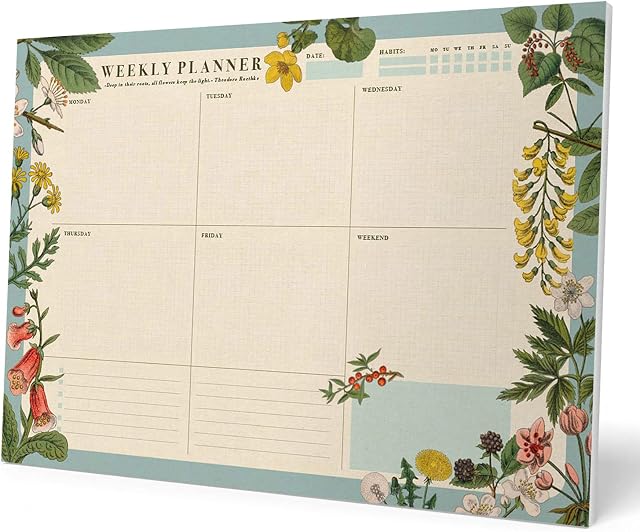 Kokonote Botanical Weekly Planner A3 - Desk Calendar - Family Calendar - 54 Tear Off Pages - Desk Planner - Desk Planner 2022 - Friends Gifts - Friends Calendar
