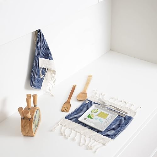 Miniatura 6 de SMYRNA TURKISH COTTON Juego de 4 paños de cocina de la serie Herringbone, 100% algodón, de 15 x 26 pulgadas, lavables a máquina, suaves,