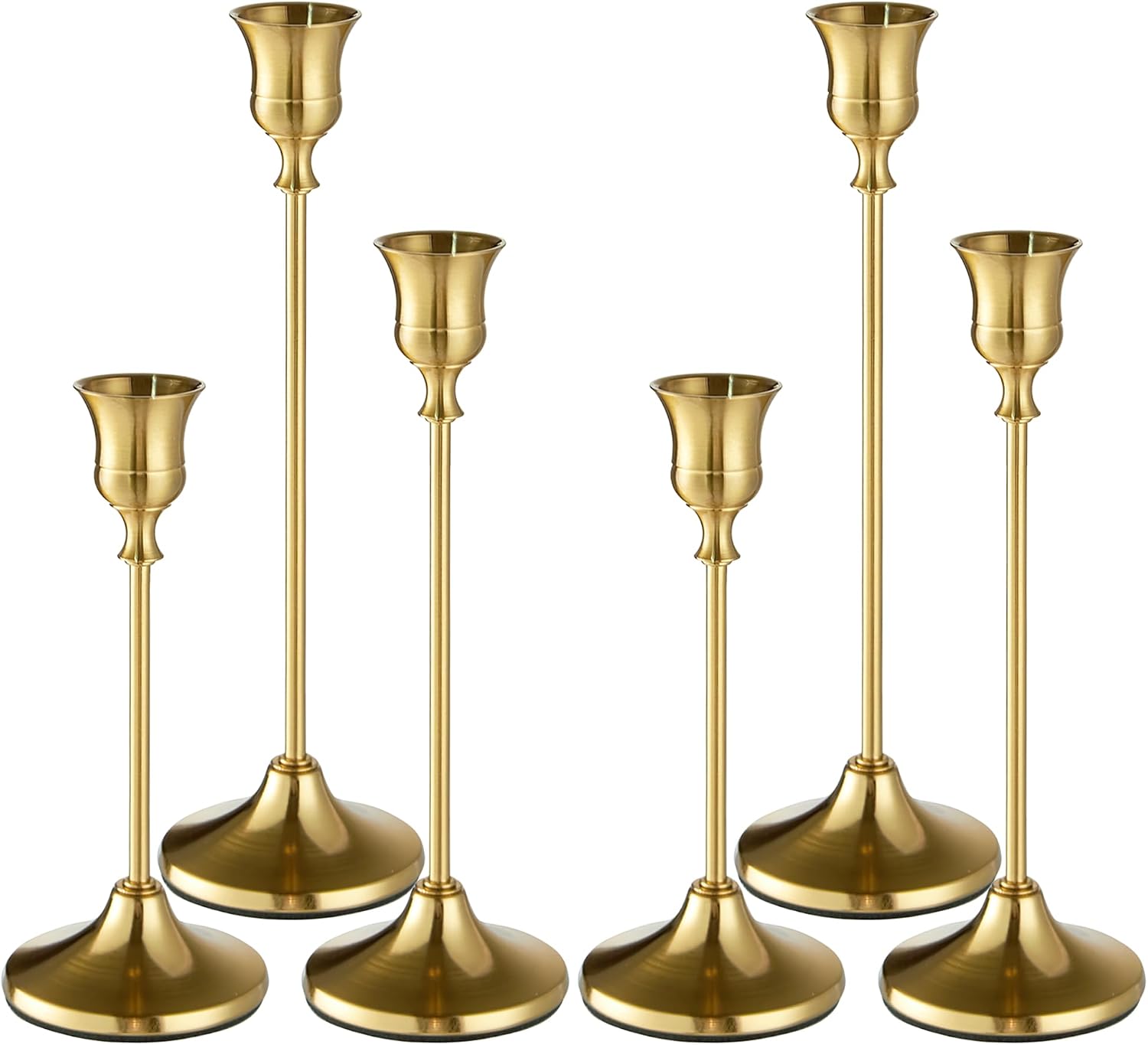 Willceka Black Candlestick Holders, Taper Candle Holders, Set of 6 Matte Black Candle Holder Set, Vintage Table Centerpiece for Wedding Christmas Holiday