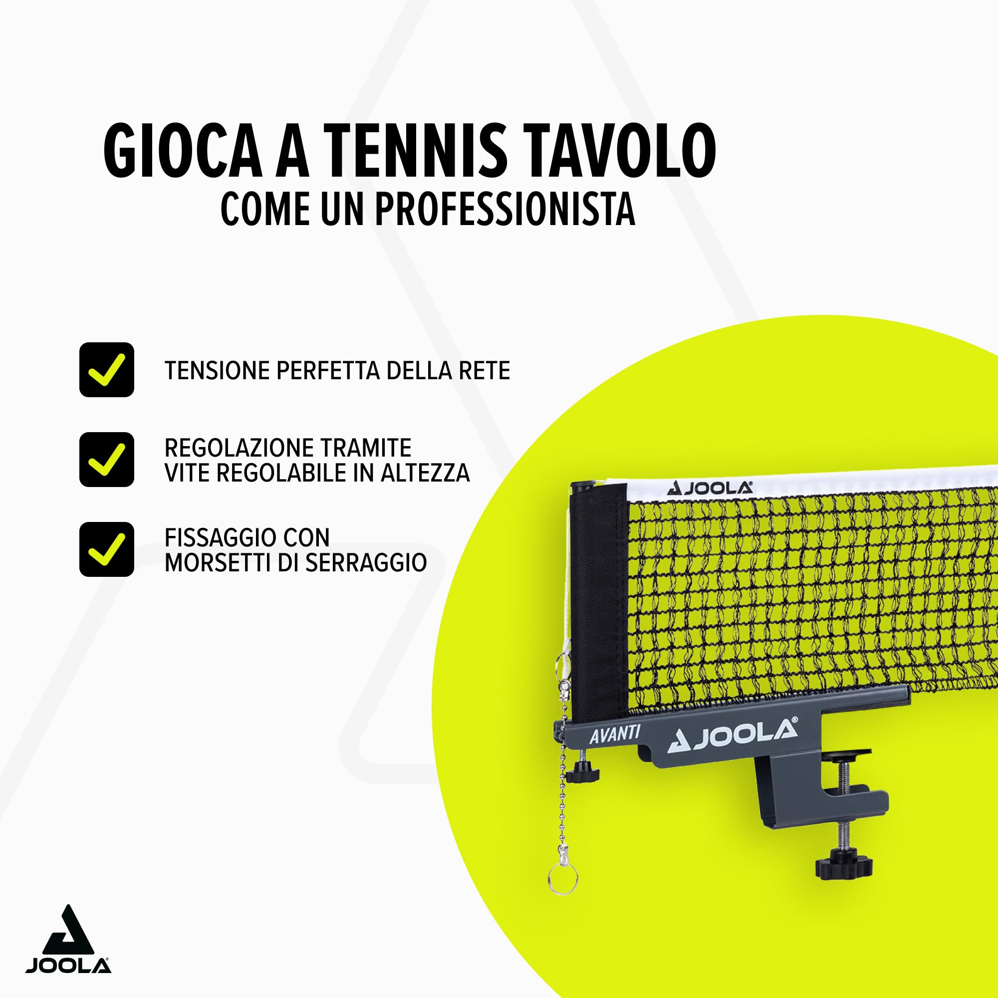 JOOLA Avanti Rete da Ping Pong - Rete regolabile in altezza con guarnizione in metallo e montaggio rapido (Grigio scuro)