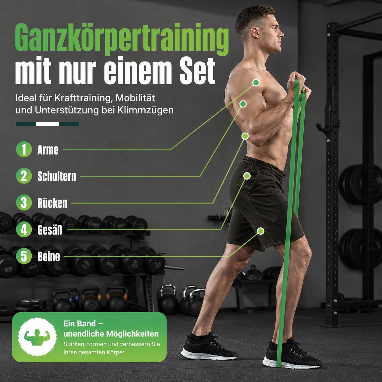 Lot de 12 bandes de résistance pour entraînement de musculation avec ancrage de porte et poignées - Bandes de fitness et de gymnastique pour physiothérapie, yoga, pilates, tractions - Pour homme et