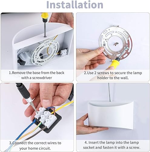 Miniatura 7 de Lightess Juego de 2 apliques de pared LED modernos, lámparas de pared para interiores con cable de 3000 K arriba y abajo, apliques de pared blancos