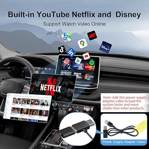 Miniatura 3 de Adaptador CarPlay inalámbrico Android 12.0 compatible con YouTubeNetflixDisneyGoogle PlayTF Card, adaptador automático inalámbrico para Android, The