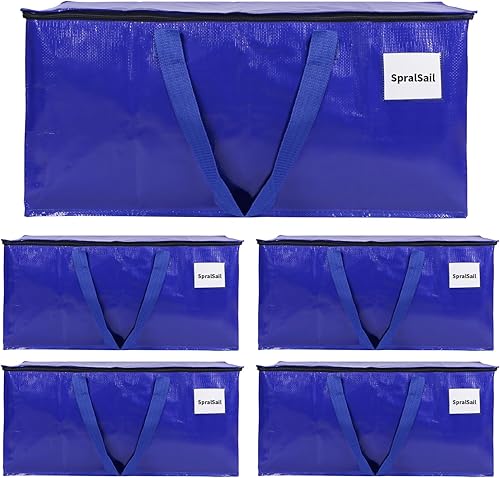 Miniatura 10 de SpralSail Bolsas de mudanza, bolsas de almacenamiento extra grandes de 93L con cremalleras y asas, bolsas impermeables para almacenamiento de ropa,