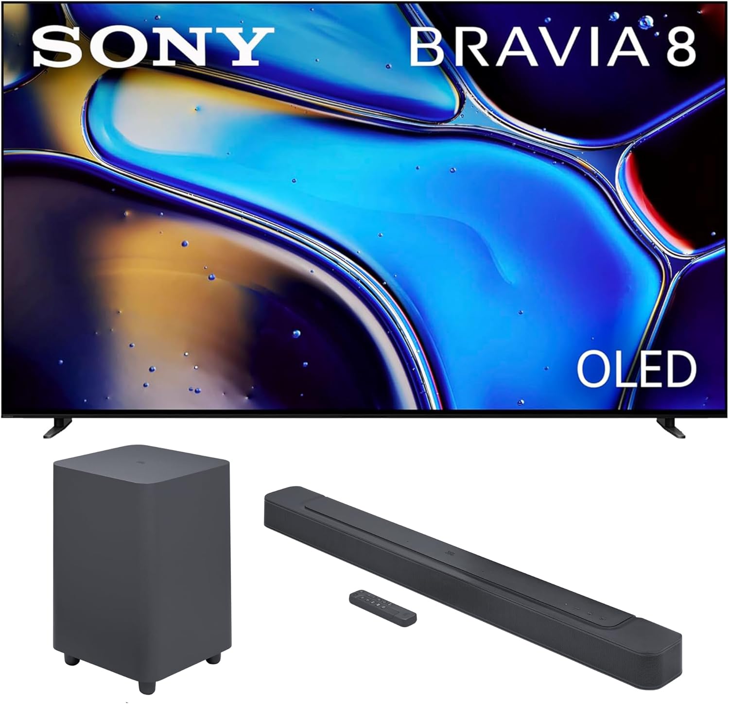 Sony K65XR80 65 Inch IMAX Enhanced Bravia OLED 4K HDR Google TV with a JBL BAR-500 5.1ch Soundbar and Subwoofer with MultiBeam and Dolby Atmos (2024)