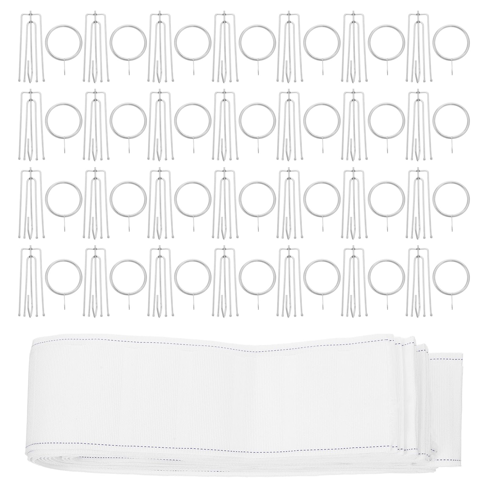Set di Ganci per Tende Nastro e Ganci a 4 Punte in Acciaio Inossidabile, Design Sicuro e Resistente, per Fai-da-Te e Camere da Letto