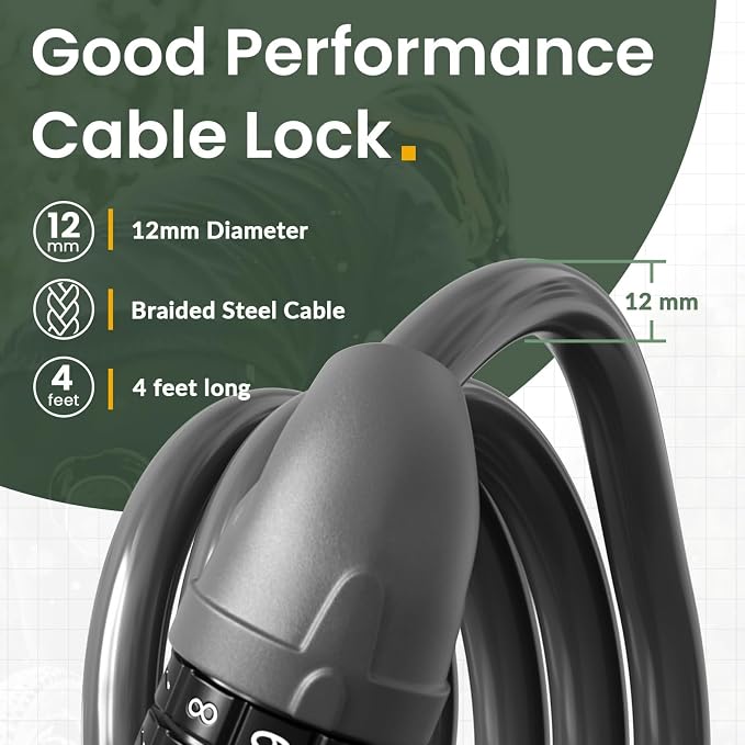 Candado para bicicleta Titanker cable 4 pies combinación miniatura 3