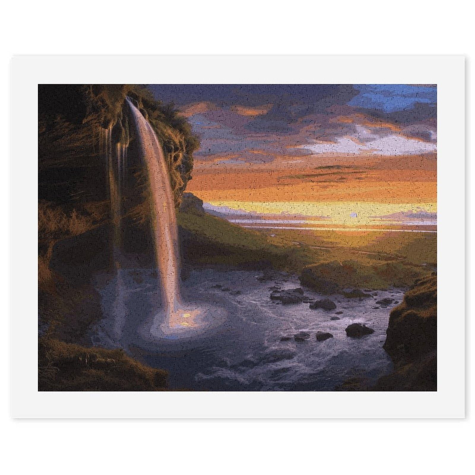 LDGSUPH Waterfall at Sunset Paint by Numbers Kits for Adults Beginners Exquisite Digital Oil Painting Kits Painting Anti-fading Canvas Wall Art DIY Gift for Home Wall Decor