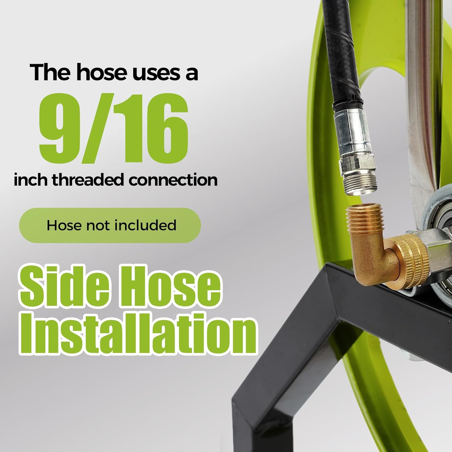 Garden Hose Reel, Heavy Duty Floor-mounted Water Hose Reel with Crank Handle, Hose Reels for Outside, Holds 328-Feet of 0.55-Inch Hose