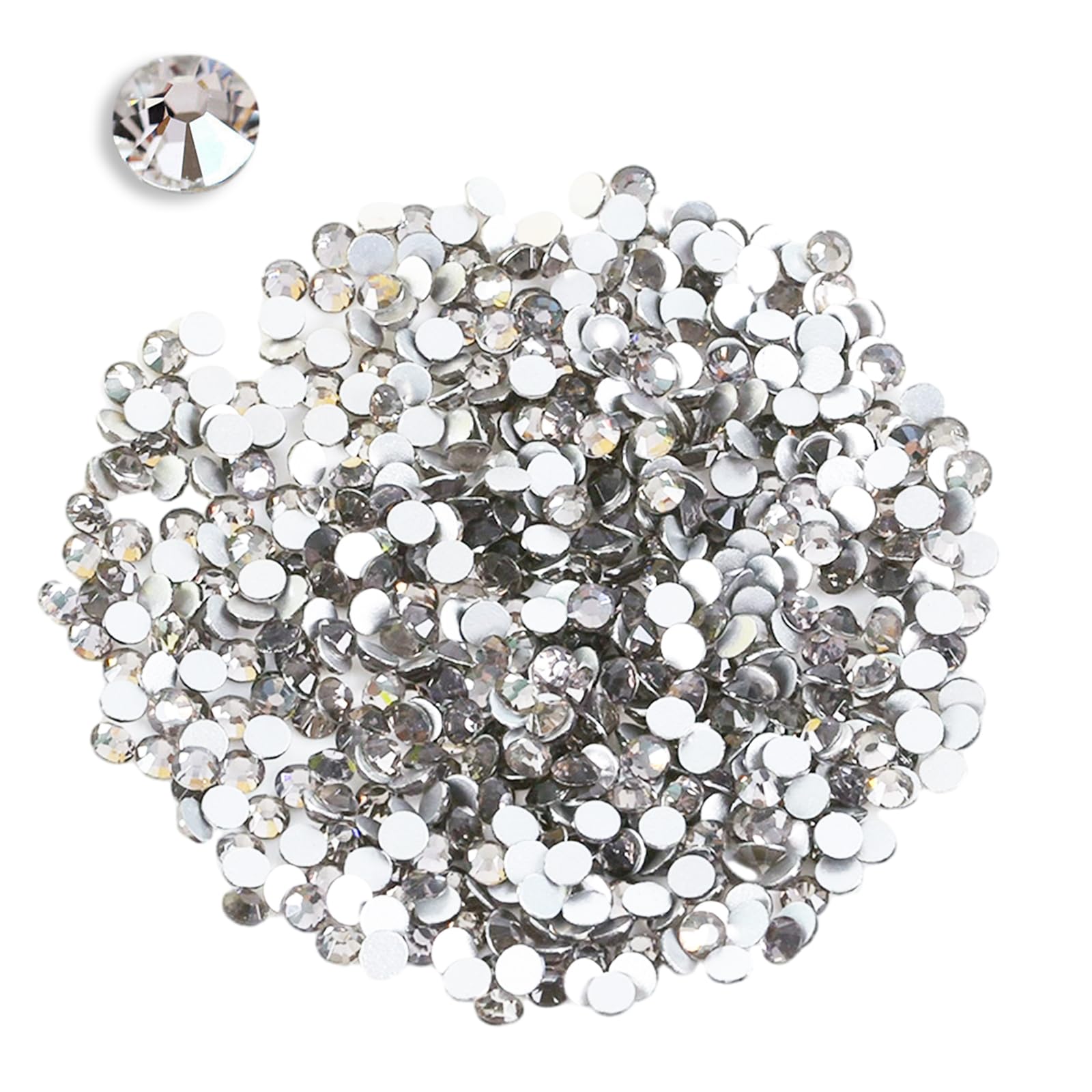 DALAETUS 2880 Pcs 2mm Silver Round Rhinestones, Crystal Diamantes for Nail Art & Scrapbooking, Non-Stick Flat Back Rhinestones