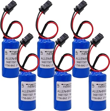 Pack of 6, 1800mAh 1756-BA2 PLC Battery Replacement for Allen-Bradley 1756-BA2 BR2/3A-AB 1745-B1 AB 94811501 1756-L1 PLC Control Battery Nexergy 3V Lithium Battery