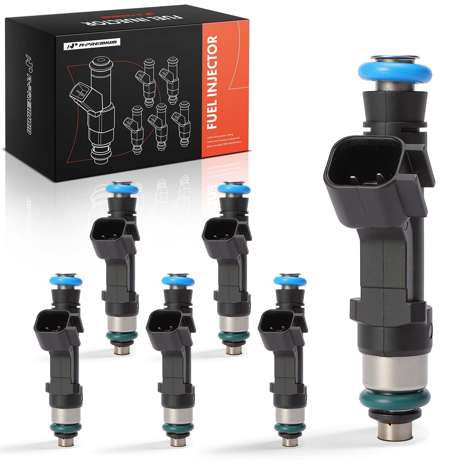 A-Premium Fuel Injectors Compatible with Jeep Grand Cherokee, Liberty & Dodge Ram 1500, Durango, Nitro, Dakota & Ram 1500, Dakota & Mitsubishi Raider, V6 3.7L, Set of 6, Replace# 0280158020