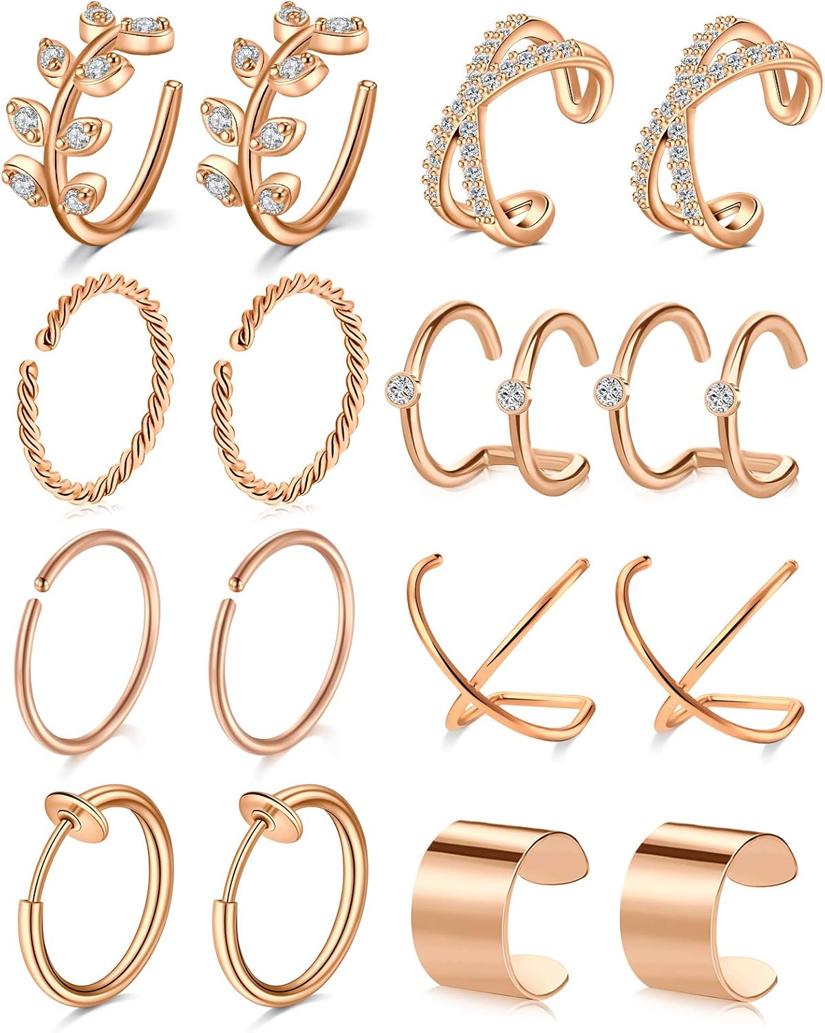 Longita Fake Earrings Ear Cuff Earrings for Women Non Piercing Ear Clip