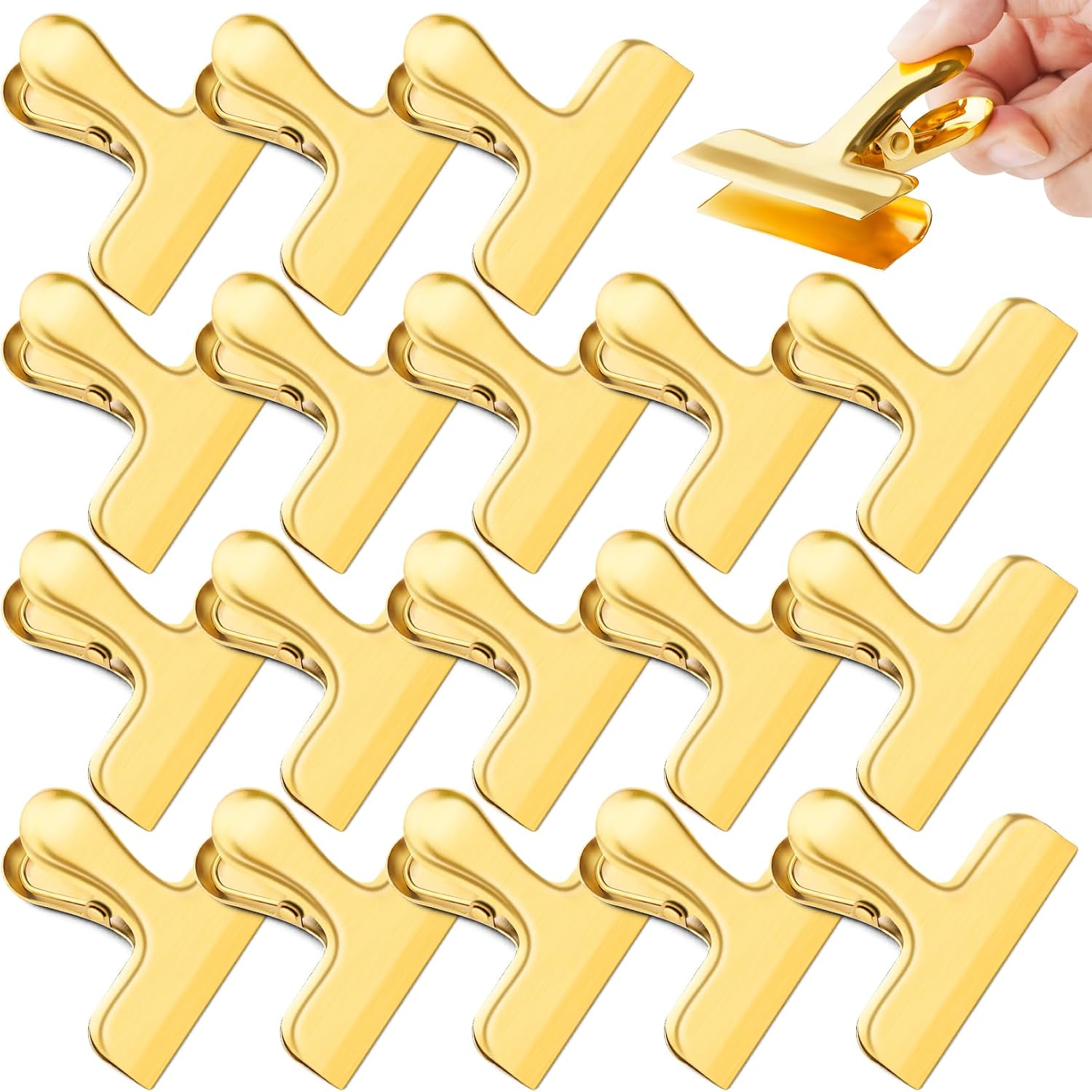 ANZNKU 6 Pack Gold Chip Clips Bag Clips for Food Snack Kitchen Storage