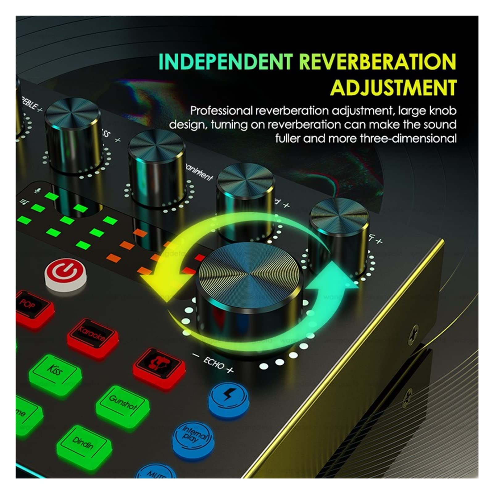 Attrezzatura per DJ per Feste Scheda Audio 10 Effetti sonori Riduzione del Rumore for Mixer Microfono cambiavalutato con interfaccia Audio Registrazione Phantom Power(Option 2)