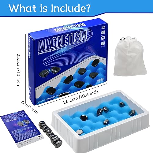 Miniatura 6 de Gloriser Juego de ajedrez magnético 2024 con rocas, juegos de imanes para adultos y niños, divertido juego de ajedrez magnético multijugador con