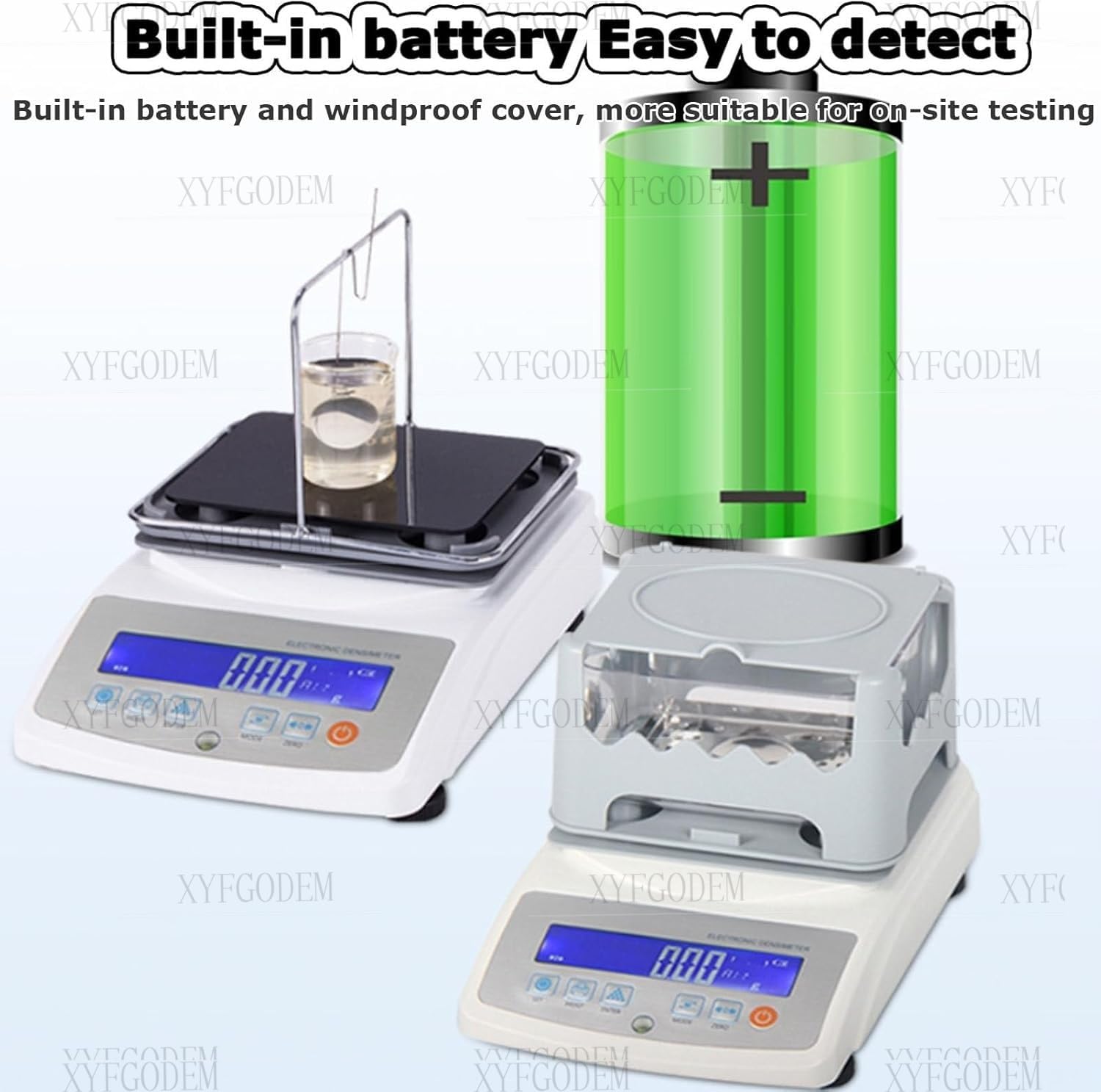 Densímetro Electrónico de Alta Precisión para Goma, Plástico, Metal – Medidor Densidad Sólida con Pantalla RS-232 y Compensación Temperatura, Ideal para Laboratorio Control Calidad