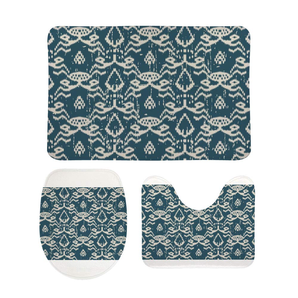 Tapis de salle de bain lot de 3 avec contour U et housse WC gris