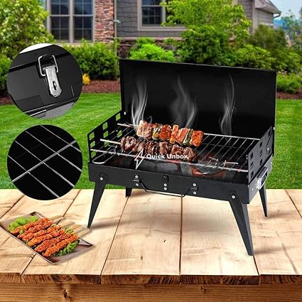GION Briefcase Style Folding Barbecue // Grill Toaster Barbeque Stand for Outdoor Picnic Camping and Traveling (1Pcs)