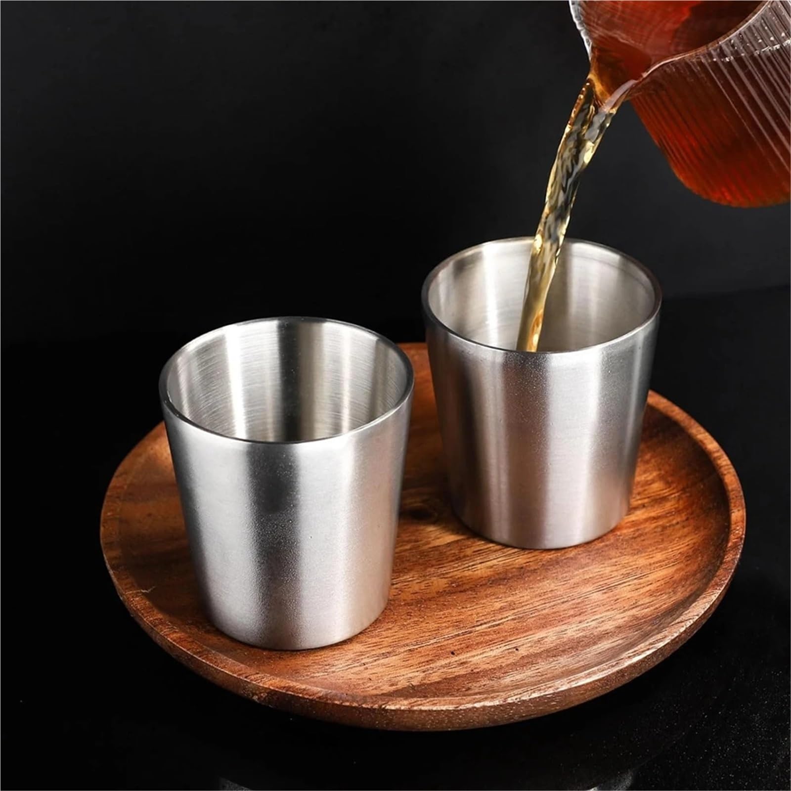 Tazas de acero inoxidable 10oz y 6oz, tazas for acampar, taza Metal reutilizable, vaso for beber doble pared for barbacoa, herramientas for en casa, 4 Uds Para café y bebidas(175ml 6oz)