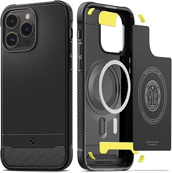 Spigen Rugged Armor MagFit Designed for iPhone 14 Pro Case (2022) [Military-Grade Protection] Compatible with MagSafe - Matte Black