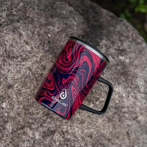 Miniatura 8 de Ideus Taza de café aislada al vacío, reutilizable, de acero inoxidable, de doble pared, de 16 onzas, con asa y tapa deslizante para bebidas