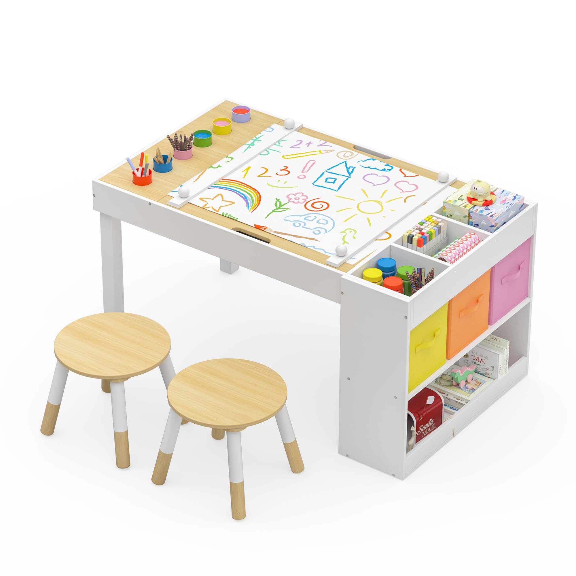 Amazon.com: Callales Kids Art Table and 2 Chairs Set with