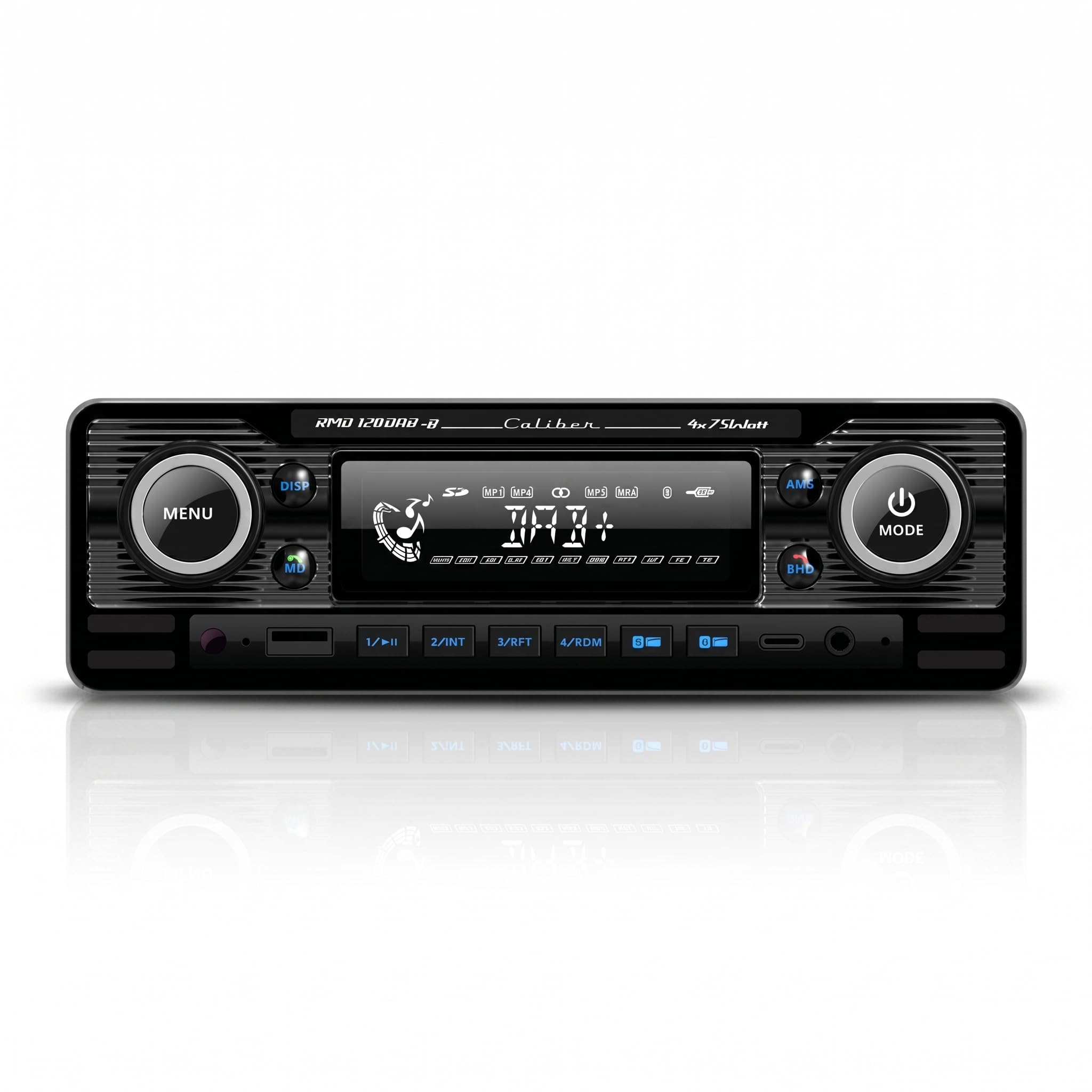Caliber RMD120DAB-BT-B - radio samochodowe z Bluetooth, DAB+ - wygląd retro czarny chrom