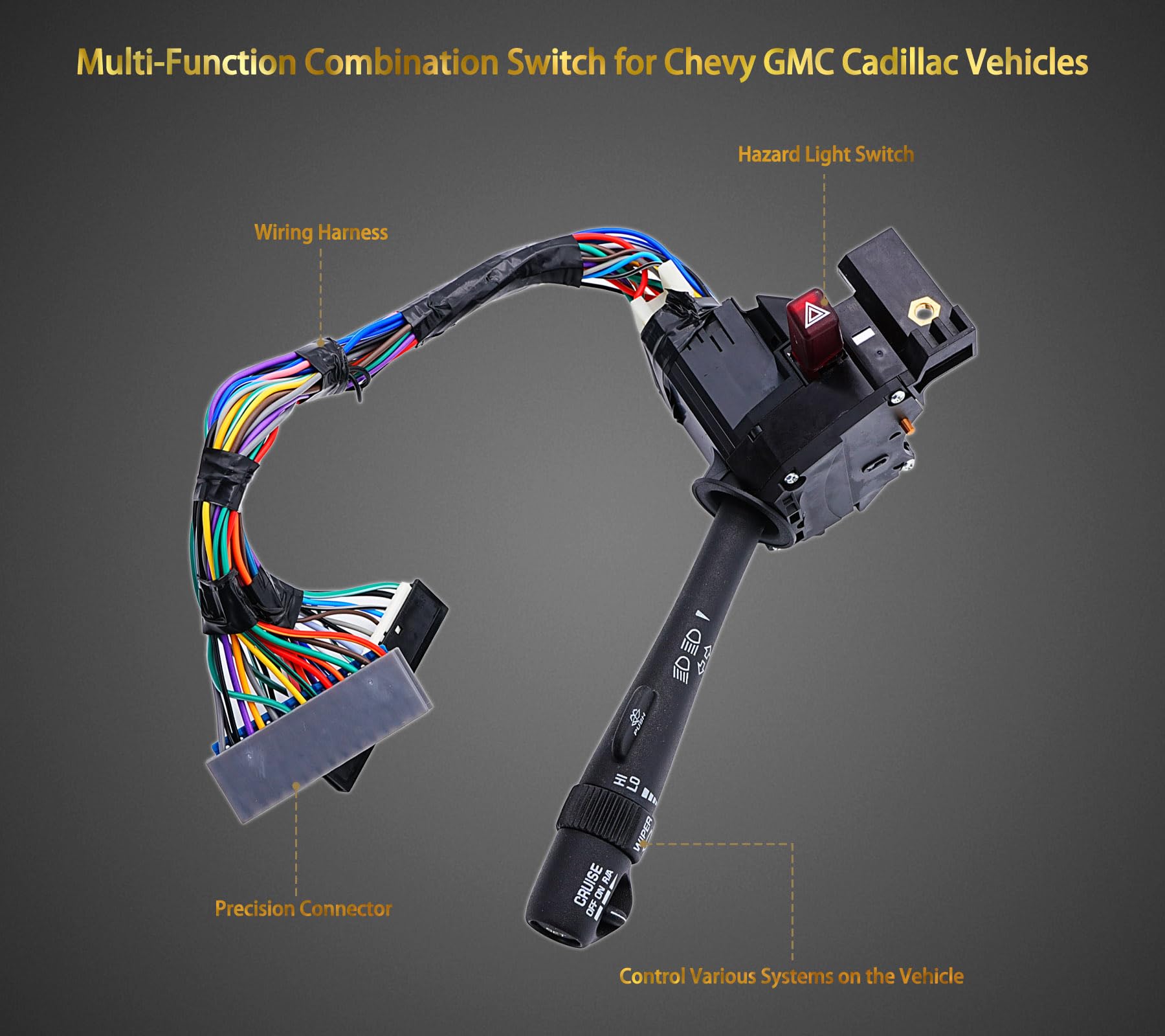 Nakuuly Multifunction Turn Signal Switch Compatible With 1999-2002 Chevy Silverado Suburban Tahoe Avalanche & GMC Sierra Yukon Combination Wiper Arm - View #5