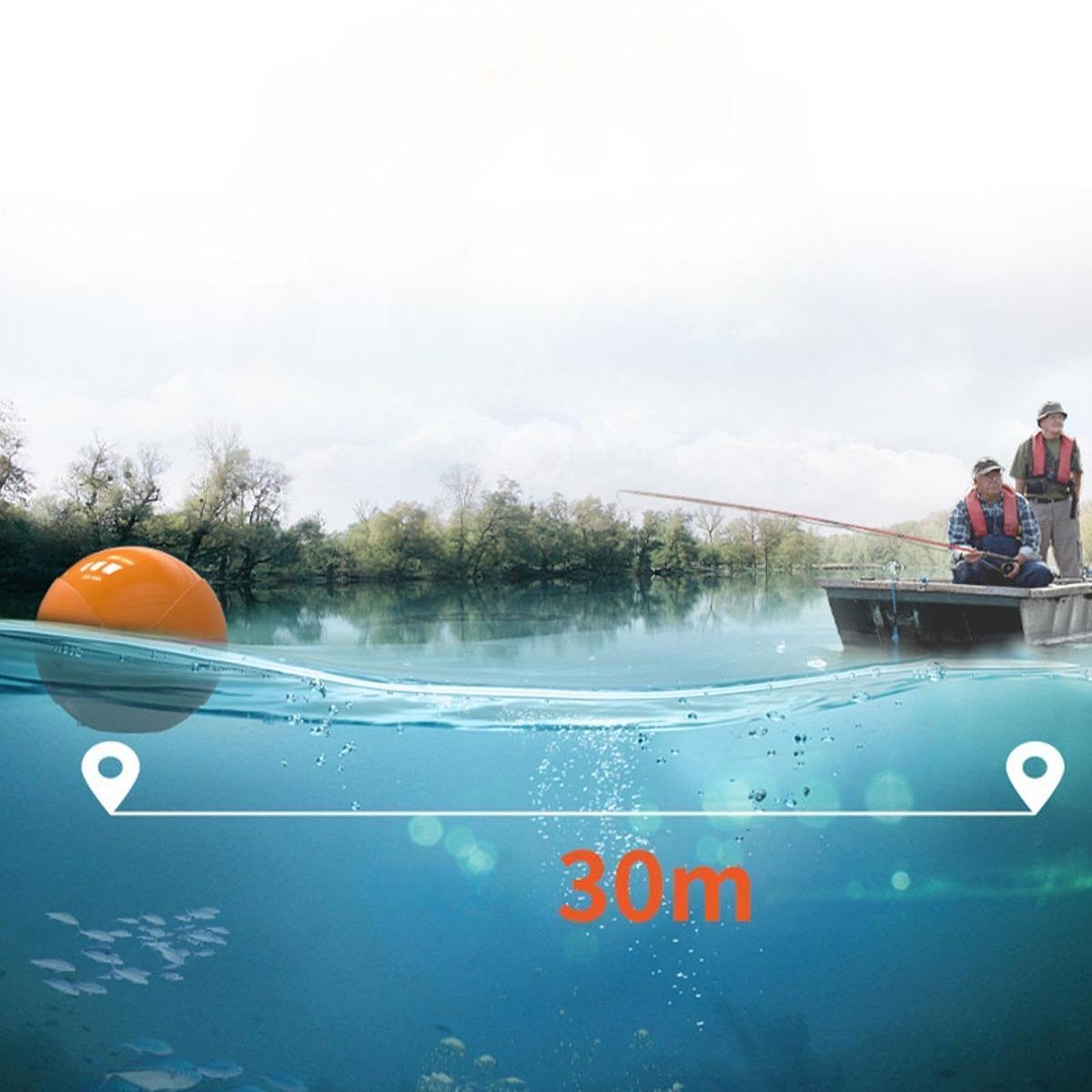 Fischfinder Dualband Sonar Ortungsgerät Tiefenmesser Smart Phone Sonar Bietet Genaue Fischortung Und Unterwasserstruktur Aus Robustem Pp für Nachtange