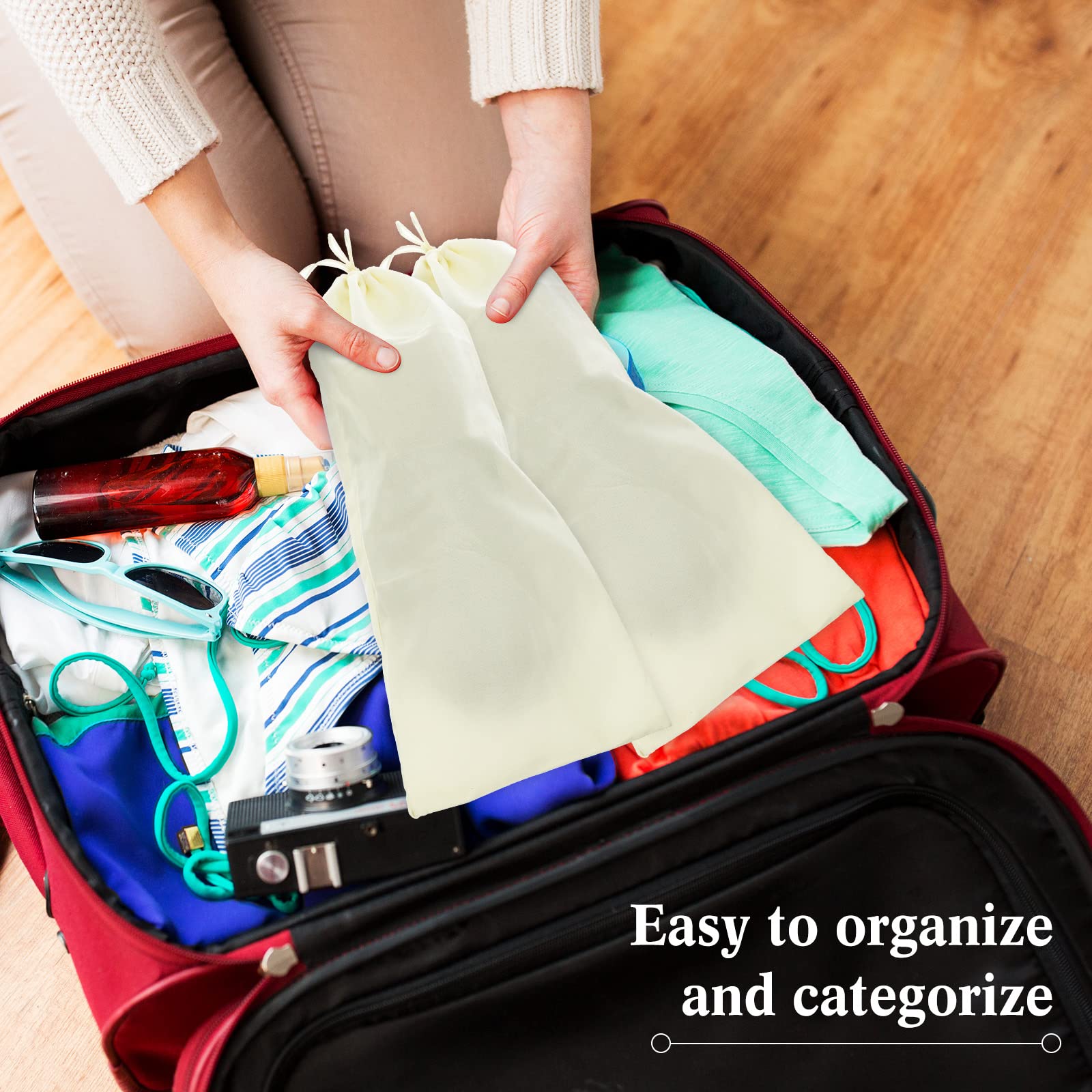 12 Stück atmungsaktive Aufbewahrungsbeutel mit Kordelzug, staubdicht, waschbar, Schuhbeutel für Handtaschen, Reise-Organizer