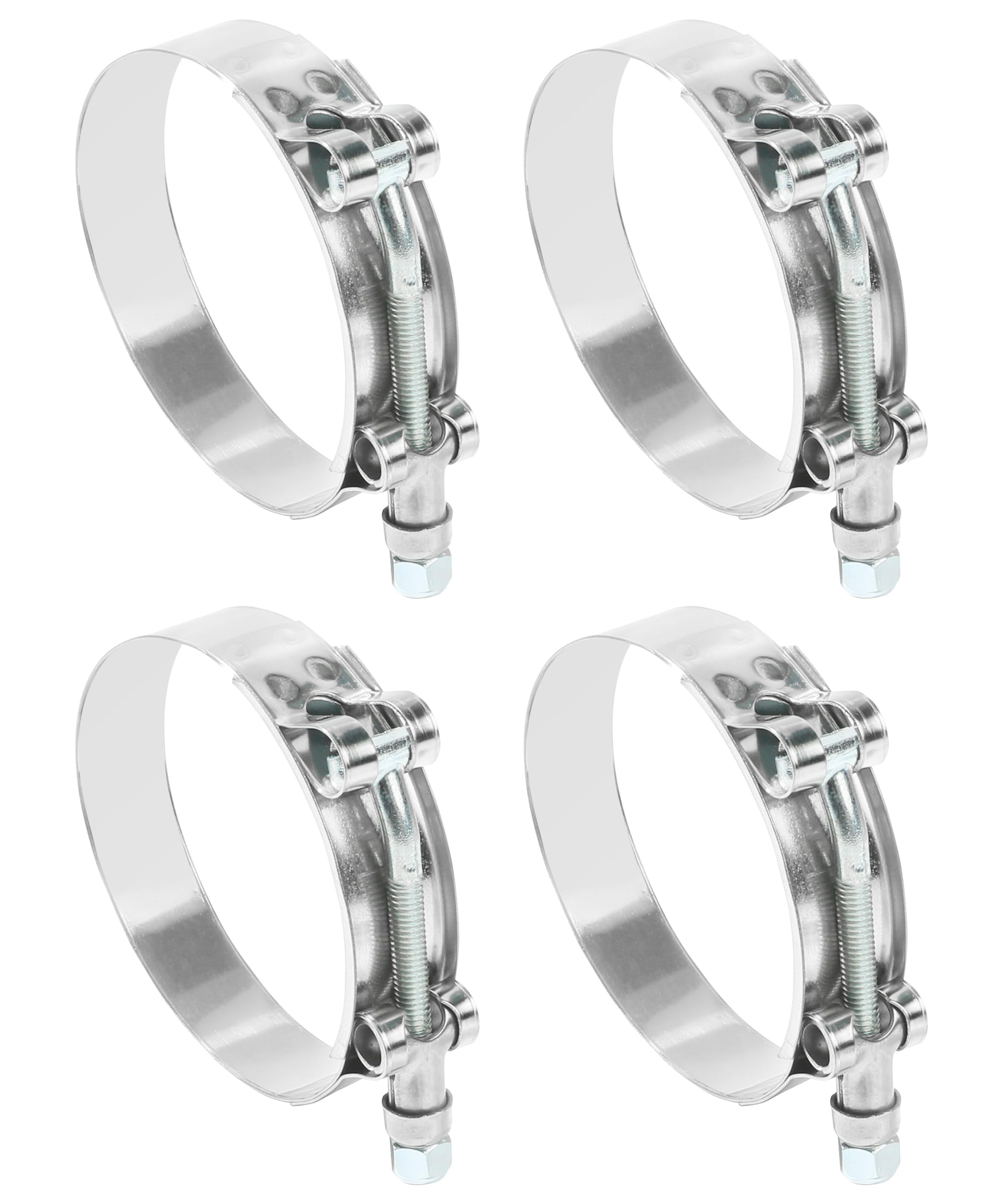 4PCS T-Bolt Hose Clamps,Stainless Steel Intercooler Pipe Tube Clamps,Turbo Pipe Clamps,Adjustable Turbo Intake Intercooler Hose Clamp,Suitable for Intake system,Intercooler (4 Pcs, 2.5")