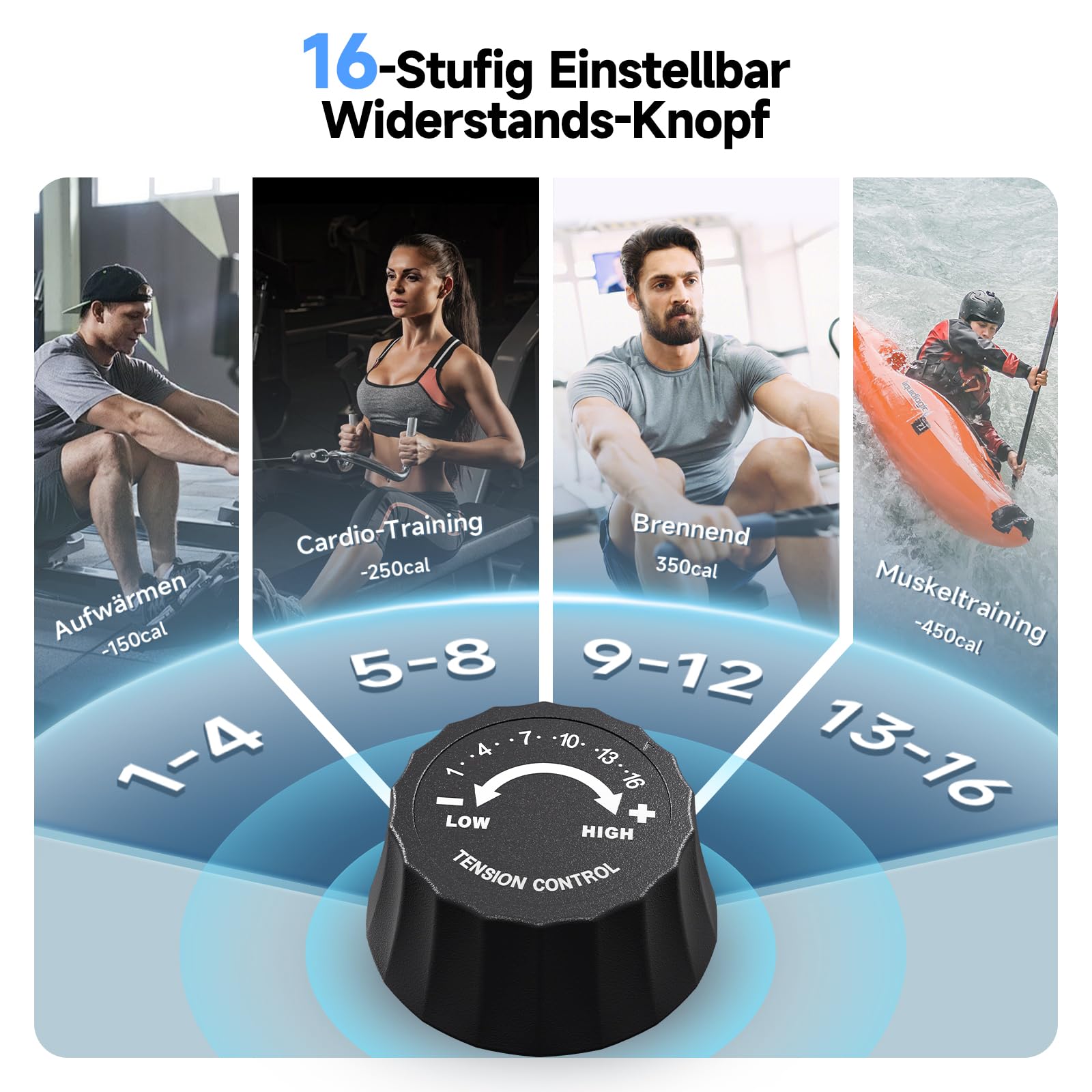 YPOO Rudergerät für Zuhause,Leise Rudergeräte Klappbar Magnetische,16 Widerstandsstufen,Upgrade Doppel-Slide-Rails,Rudermaschine LCD-Datenanzeige,Exklusiver APP,Belastbar bis160KG,Vertikal Verstaubar