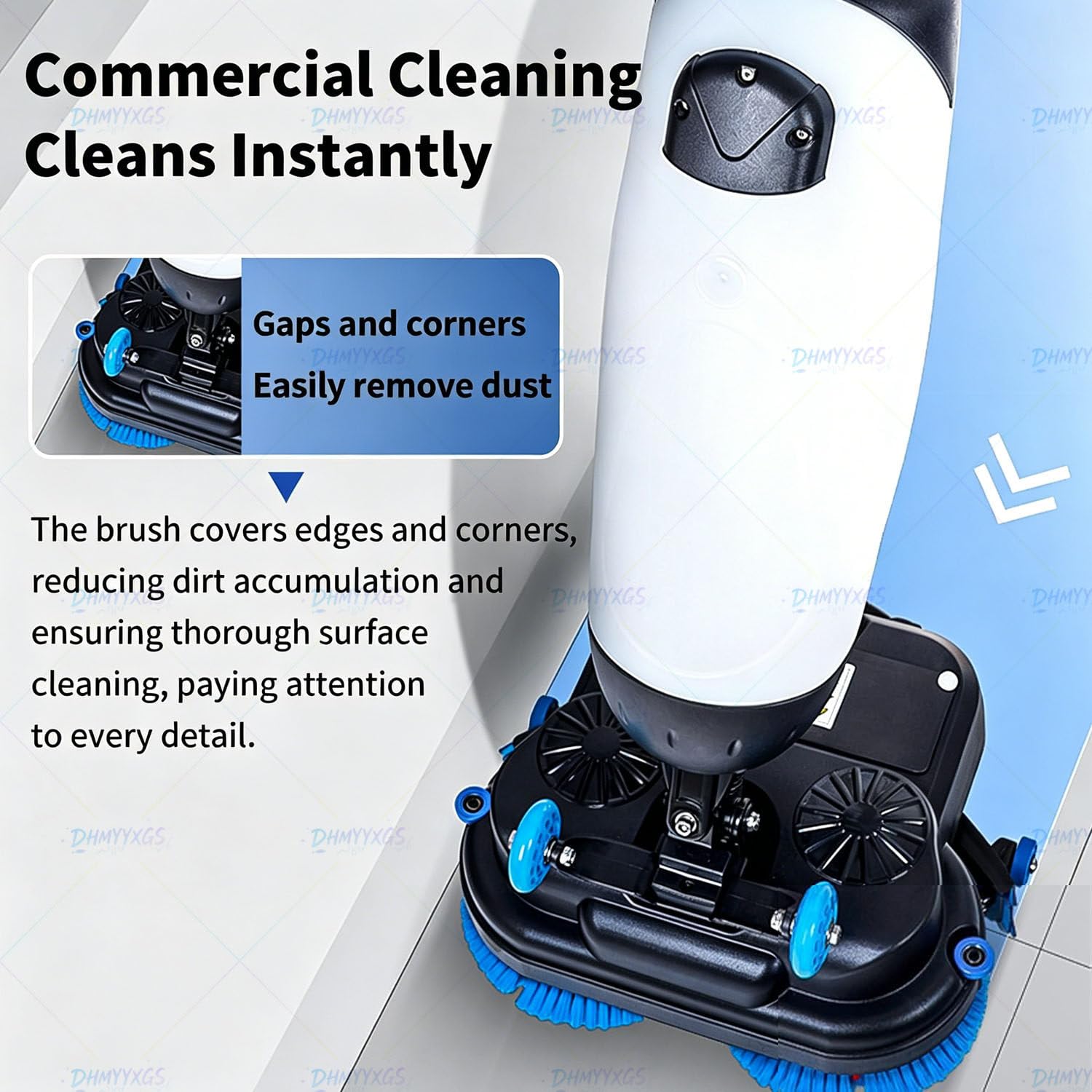 Máquina Fregadora Secadora Industrial Sin Cable,240 RPM con Cabezal Succión 360°,Autonomía Prolongada,Limpieza Profunda para Pisos Comerciales Y Superficies Duras White