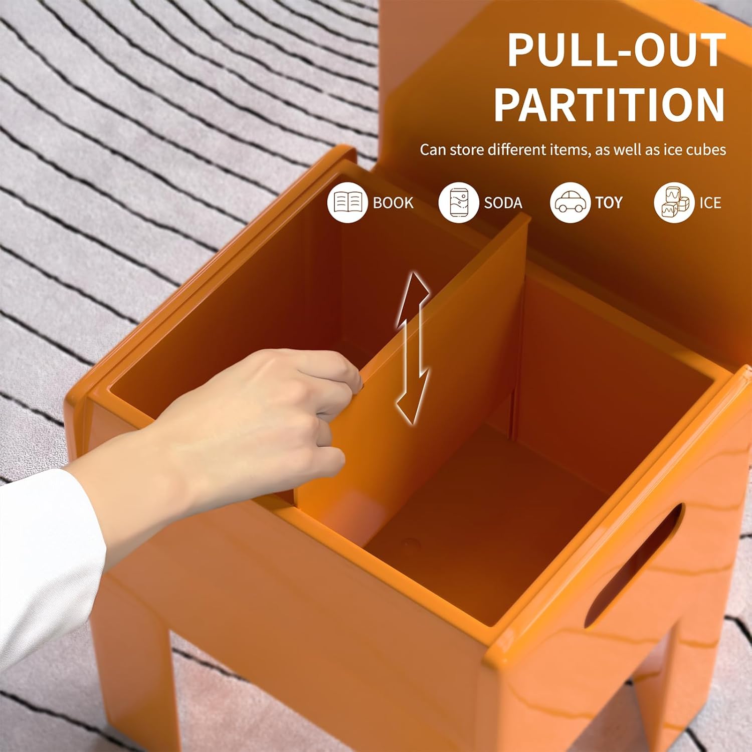 HOTEAGLE Modern Nightstand - Multifunctional Plastic Bedside Table with Storage Space, Side Table Easy Assembly for Bedroom, Dorm and Small Areas (14.2" D x 11.8" W x 15.78" H, Orange)