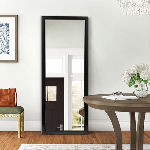 Miniatura 7 de MIRUO Espejo de pared para puerta, 43 x 18 pulgadas, negro, marco de plástico