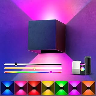 YUNYODA Smart RGB LED Wall Light Indoor Dimmable Wall Lamp with App Remote Control, Music Sync, DIY 16 Million Colours, Ad…