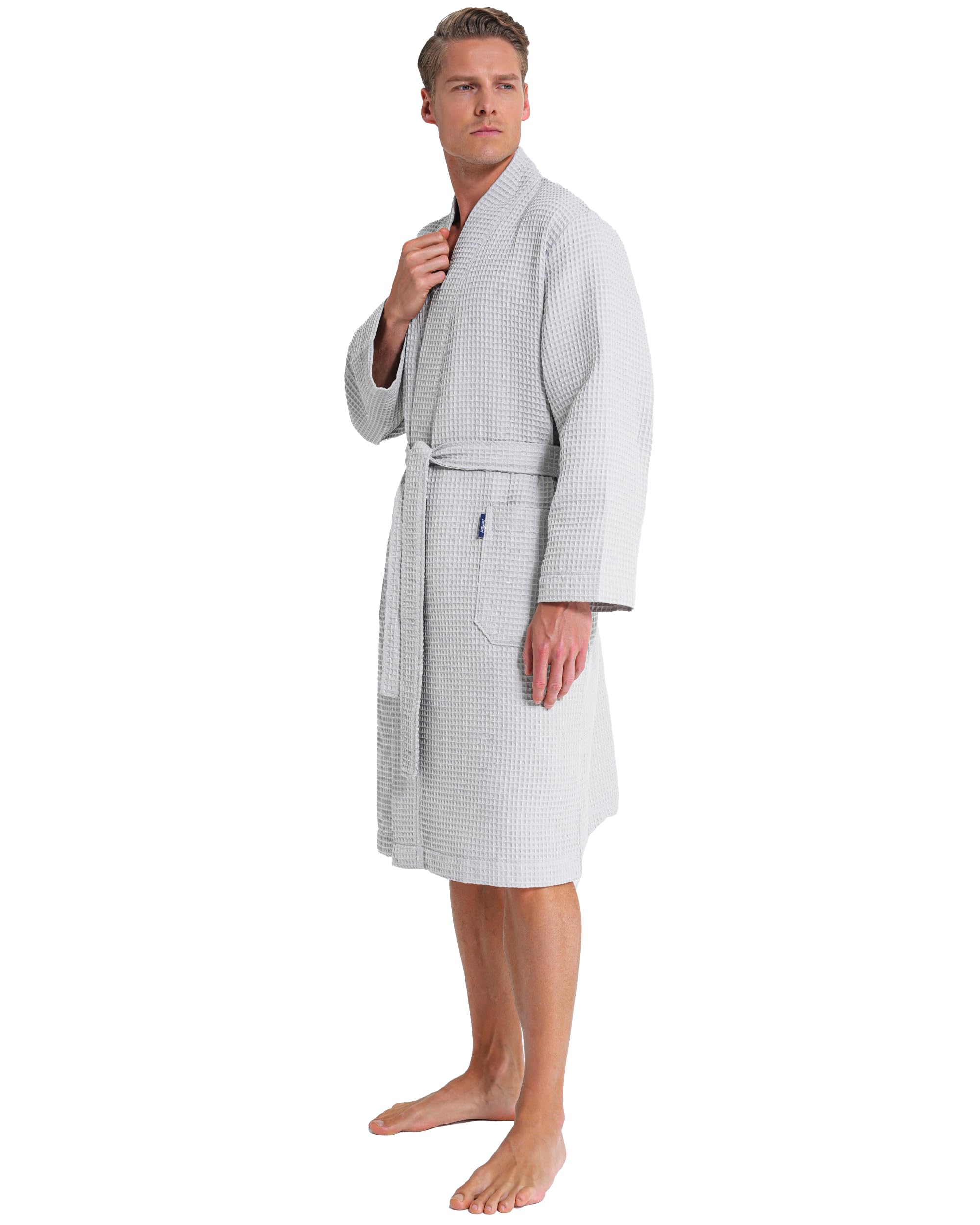 Twinzen - Albornoz Hombre Nido De Abeja - 100% Algodón Batas de Casa Hombre Ligera, Suave y Absorbente