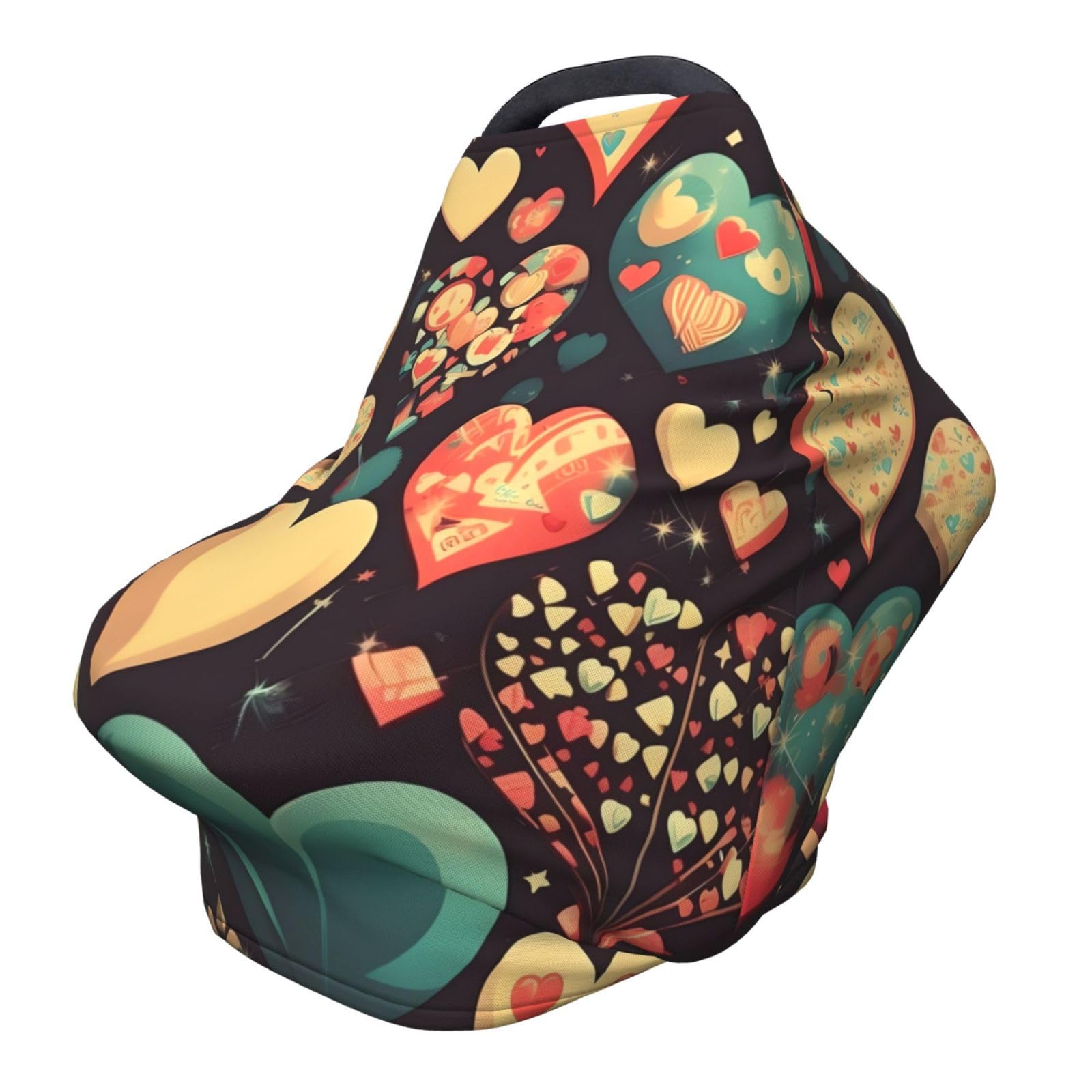 XZDHYZ Heart Crush Flower Versatile full-print Stroller Chair Cover/Nursing Cover, specially designed for your baby, Black