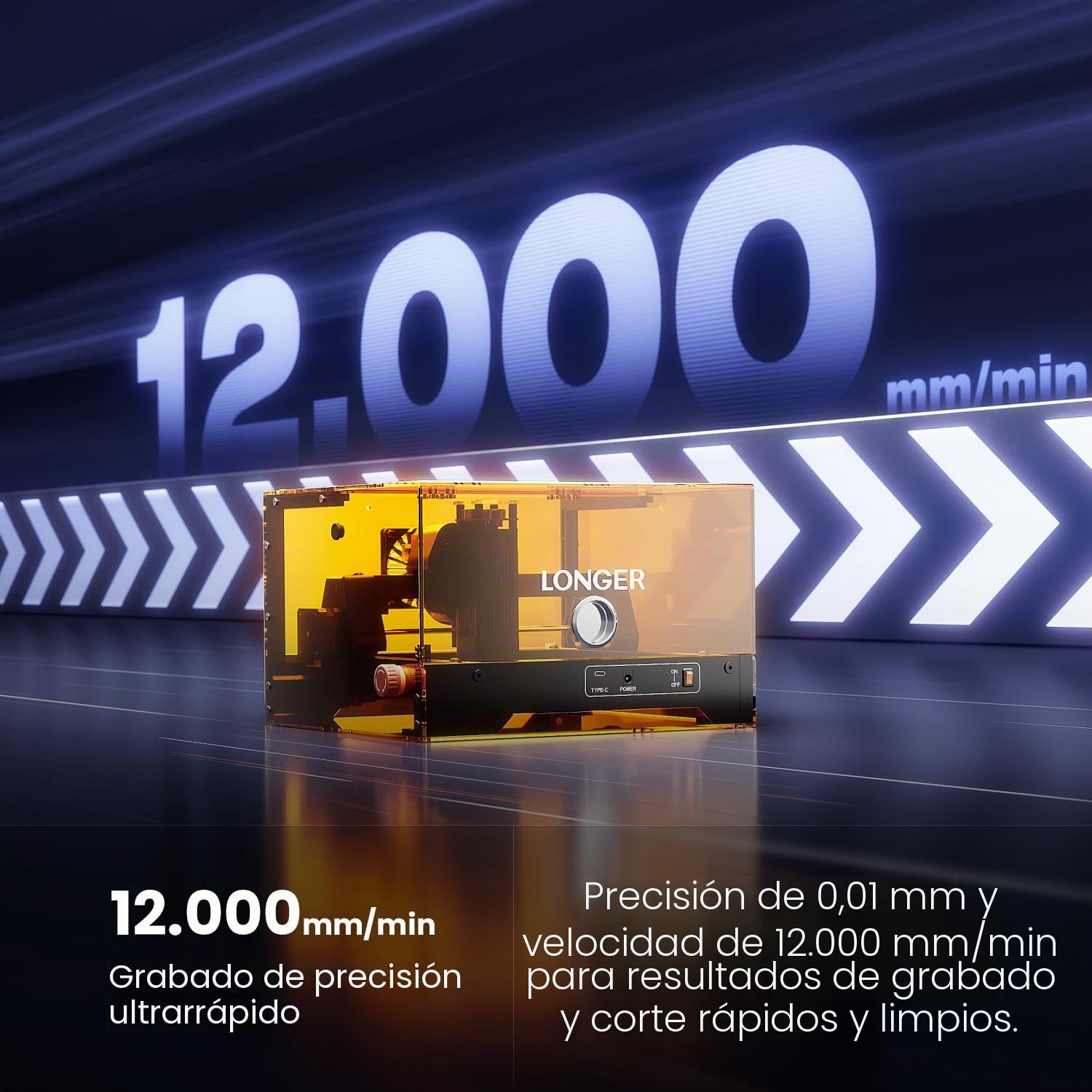 LONGER Ray5 miniS Grabador y Cortador Láser, CNC 10W Clase 1 con Carcasa de Seguridad, WiFi, Parada de Emergencia, para Madera, Metal, Acrílico y Cuero, Área de Trabajo de 130 × 120 mm